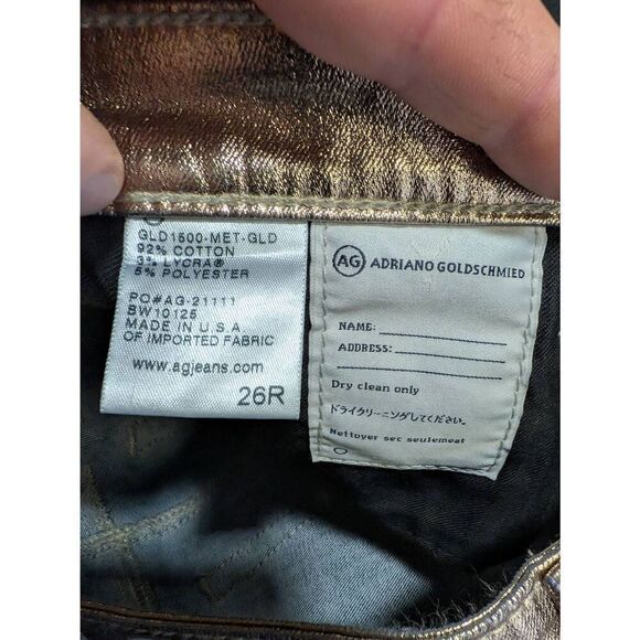 AG Adriano Goldshmeid Skinny Jean in Metallic Gold Women’s 26R - Picture 6 of 8
